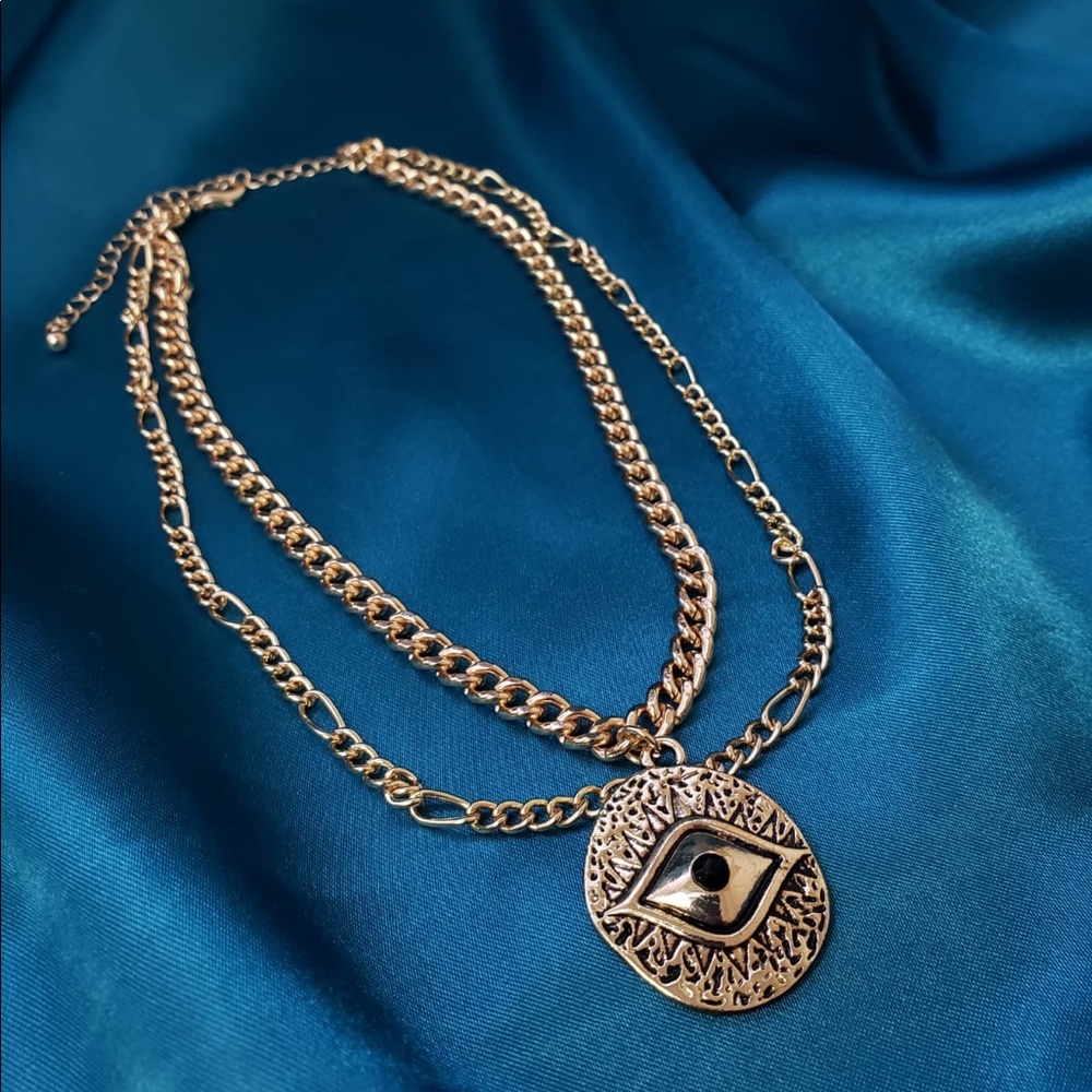 Multi-Layer Evil Eye Pendant Chain - Picture 2 of 3